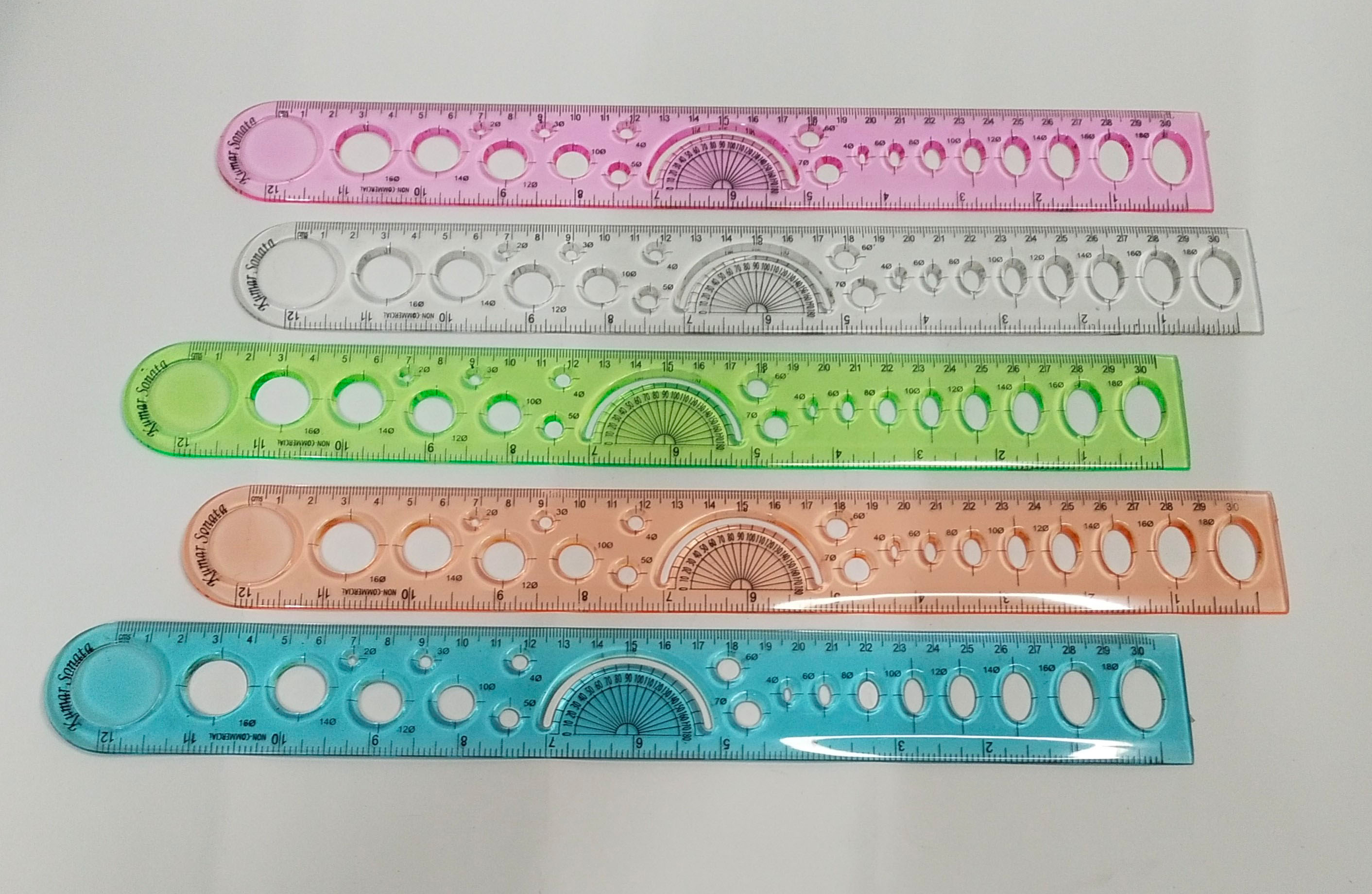 12inch 30 cm Jumbo Plastic Ruler Scale, Transparent Straight Measuring Tool for School Kids & Office - (Pack of 10 pcs)