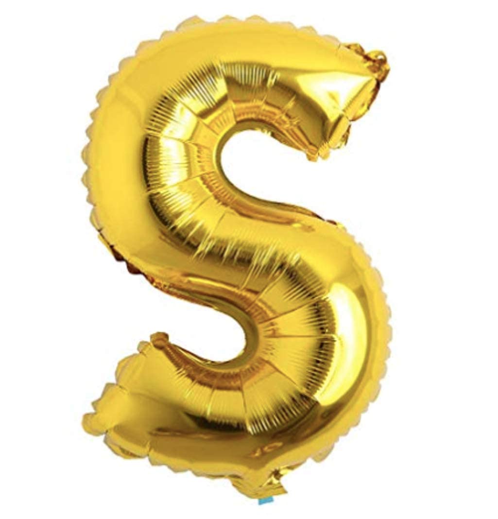 Letter : (S) Set Of 1 PCS. Alphabet Golden Foil Balloon