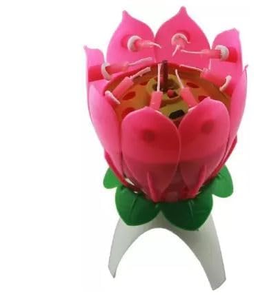 Pink Lotus Design Rotating Musical Candle