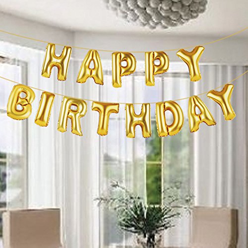 Happy Birthday Letters Foil Balloons - Golden