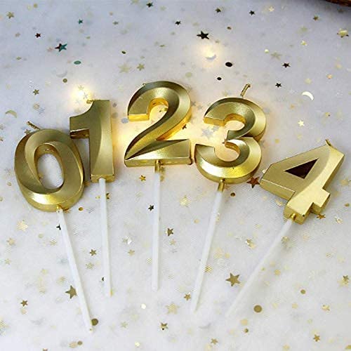 Four Number Golden Candle Pack of 1 (4 No. Candle Gold)