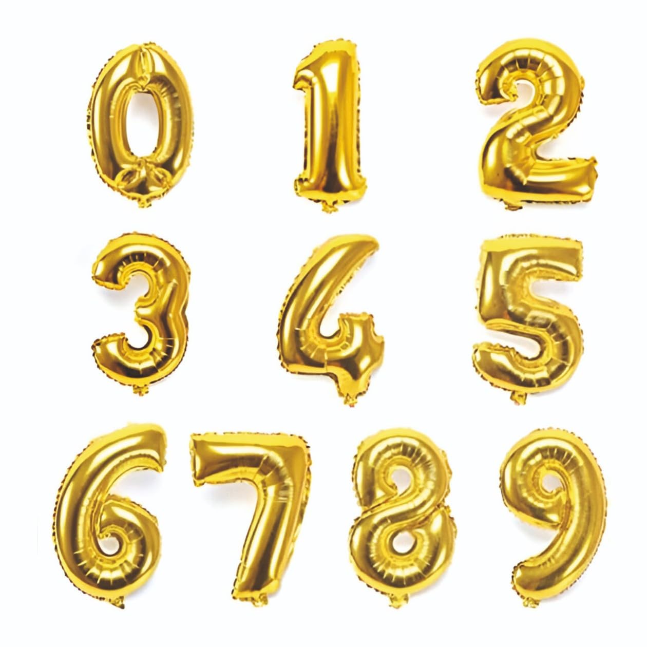 Golden Foil Baloons 0 1 2 3 4 5 6 7 8 9 for decoration