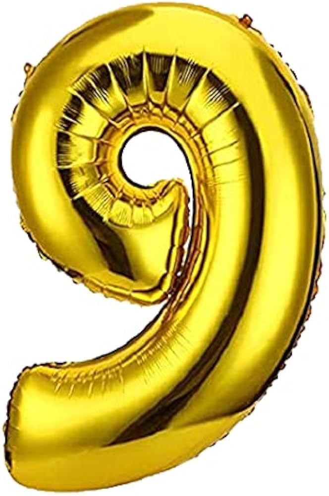 Number : (9) Set Of 1 PCS. Counting Golden Foil Balloon