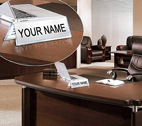 Acrylic Desk Name Plate Holder Desk Sign Frame for Table (Set Of 2Pcs)