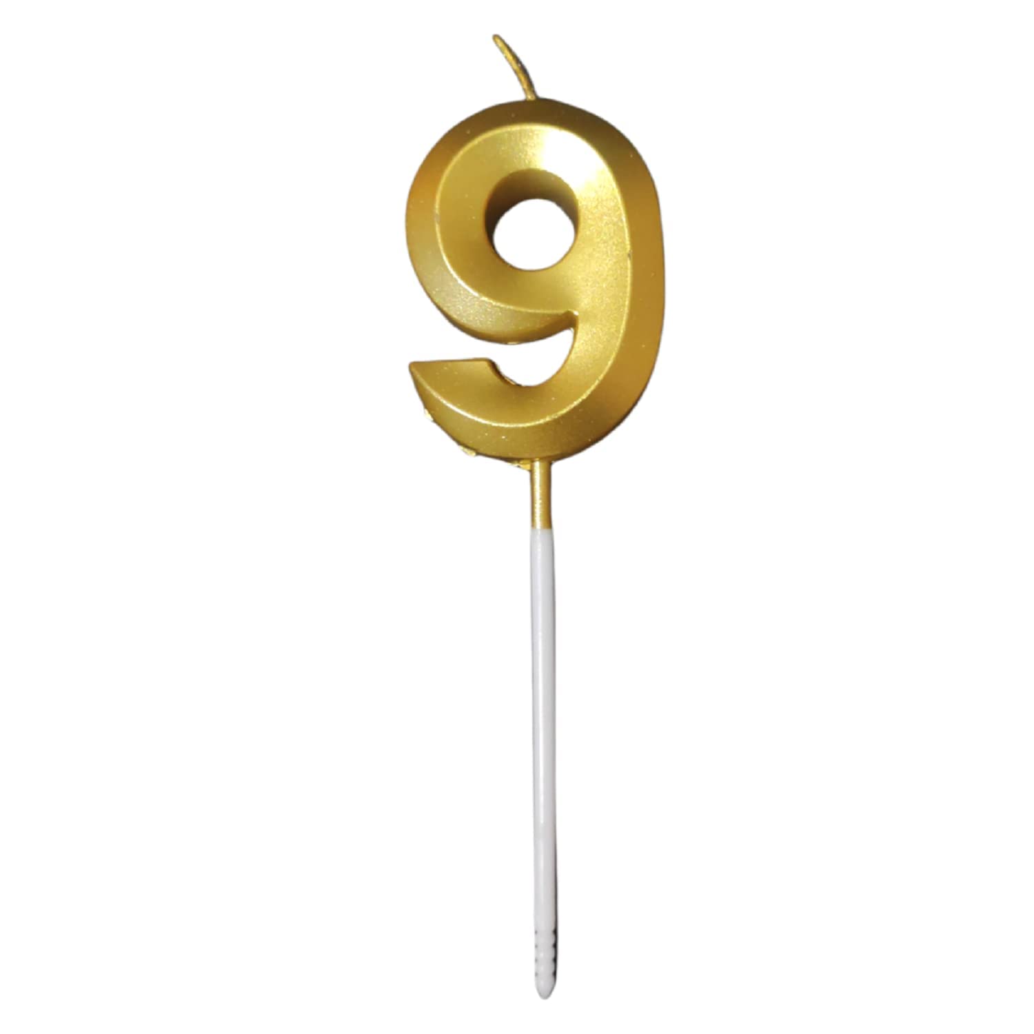 Nine Number Golden Candle Pack of 1 (9 No. Candle Gold)