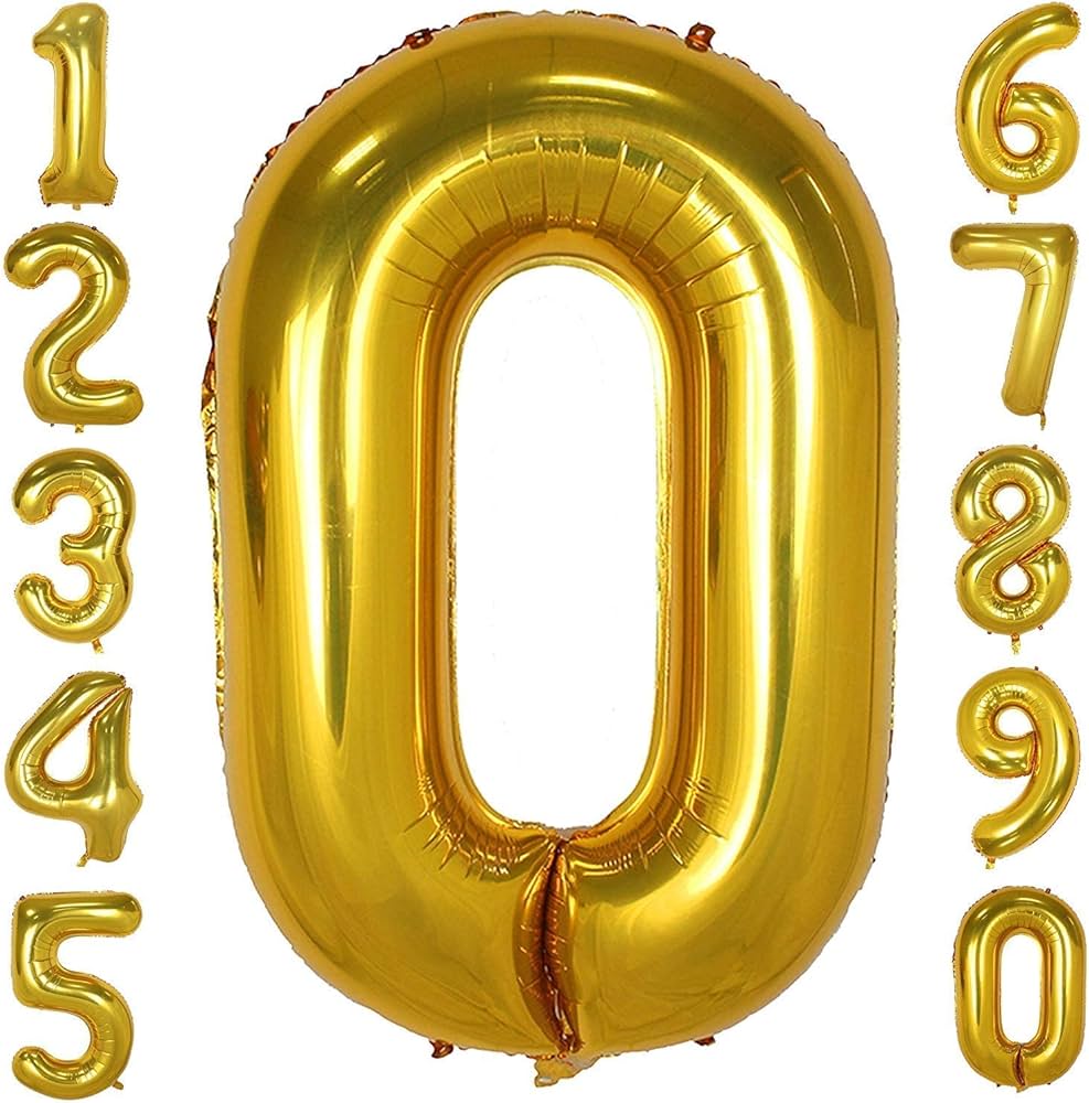 Number : (0) Set Of 1 PCS. Counting Golden Foil Balloon