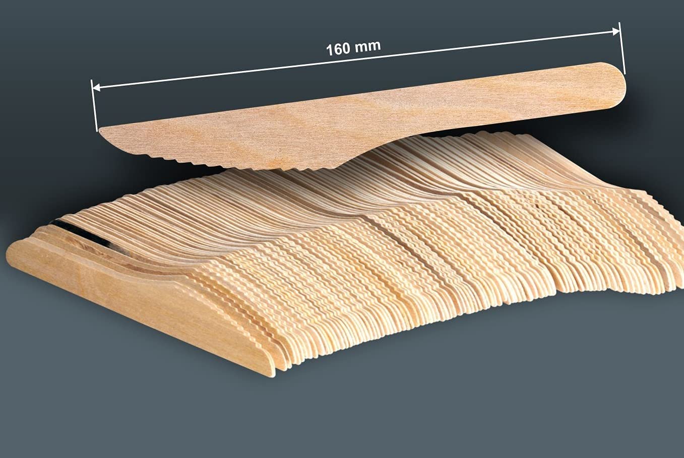 Pack of 50-Pcs 160mm Wooden Cake Cutting Knifes Natural Color