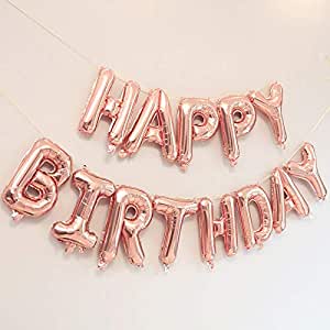 Happy Birthday Letters Foil Balloons - Rose Gold
