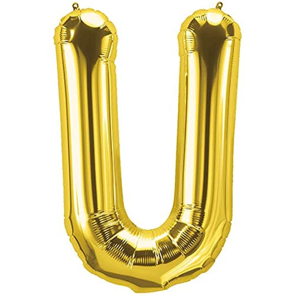Letter : (U) Set Of 1 PCS. Alphabet Golden Foil Balloon