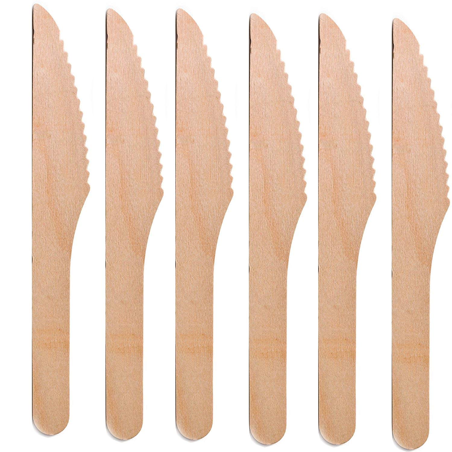 Pack of 100-Pcs 160mm Wooden Cake Cutting Knifes Natural Color