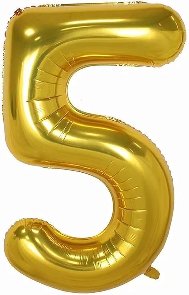 Number : (5) Set Of 1 PCS. Counting Golden Foil Balloon