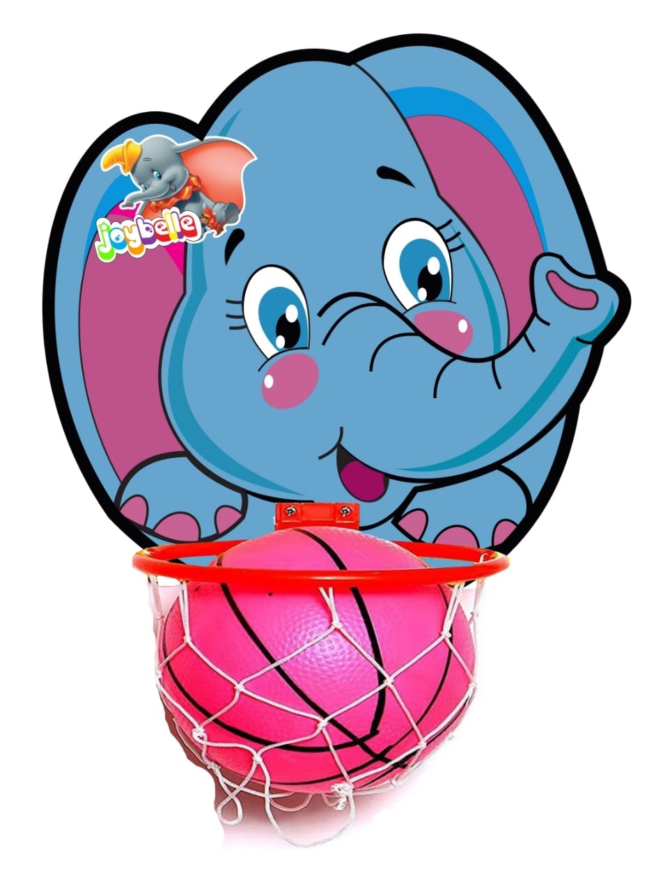 Elephant Face Printed Small Basket Ball kit Set with Ring for Kids