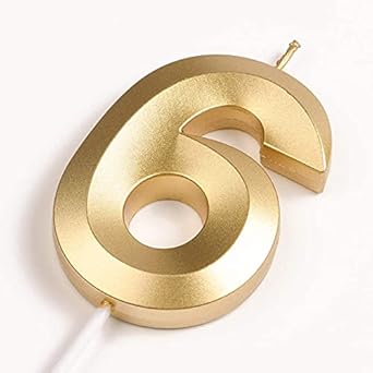 Six Number Golden Candle Pack of 1 (6 No. Candle Gold)