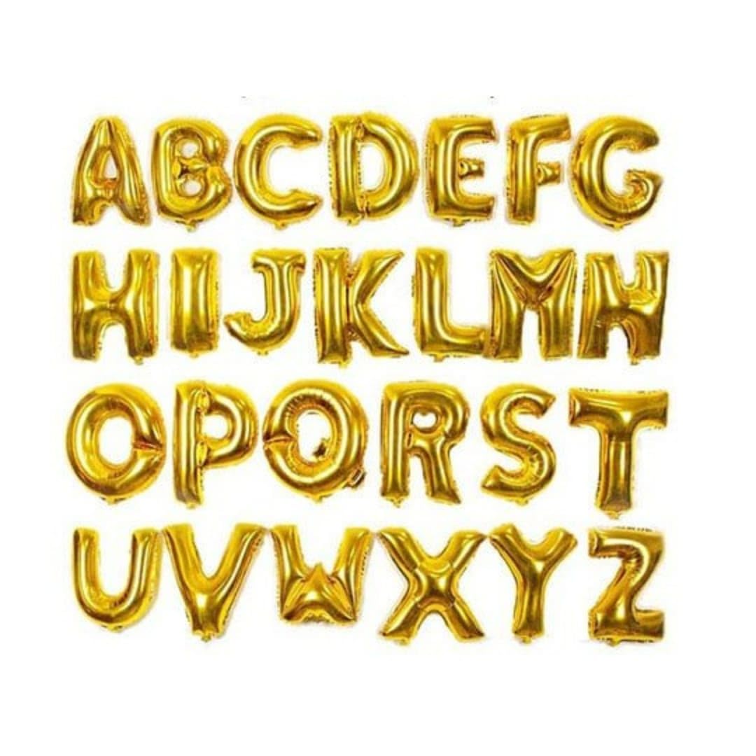 A To Z Full Alphabet Foil Balloons in Golden Colour Set Of 26 PCS