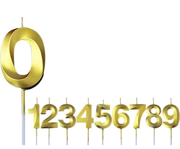 Zero Number Golden Candle Pack of 1 (0 No. Candle Gold)